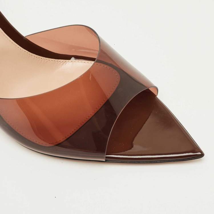 Pre Owned Gianvito Rossi Brown PVC Elle Slide Sandals Size 42
