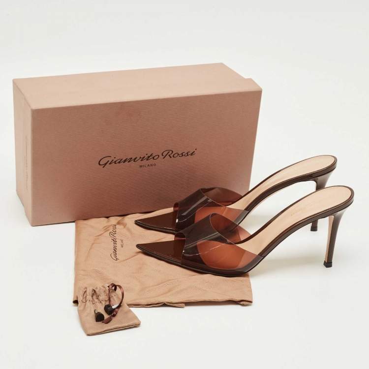 Pre Owned Gianvito Rossi Brown PVC Elle Slide Sandals Size 42