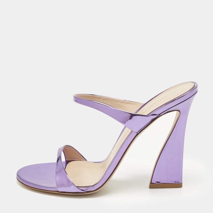 Pre Owned Gianvito Rossi Metallic Purple Leather Aura Sandals Size 39