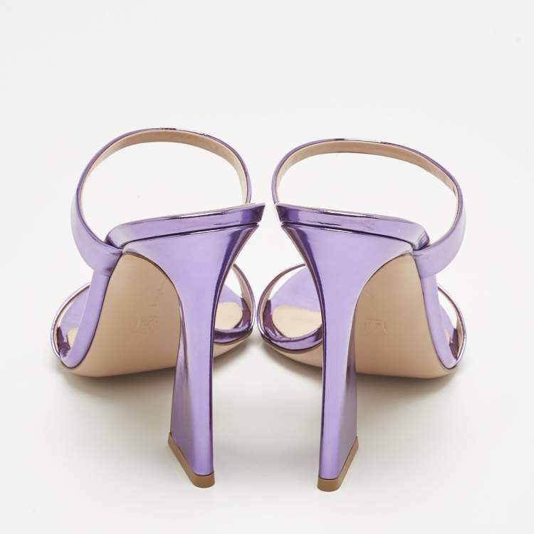 Pre Owned Gianvito Rossi Metallic Purple Leather Aura Sandals Size 39