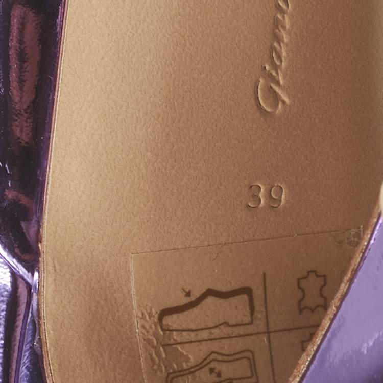 Pre Owned Gianvito Rossi Metallic Purple Leather Aura Sandals Size 39