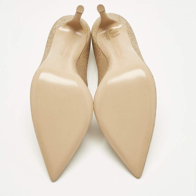 Pre Owned Gianvito Rossi Gold Glitter Gianvito Pumps Size 38