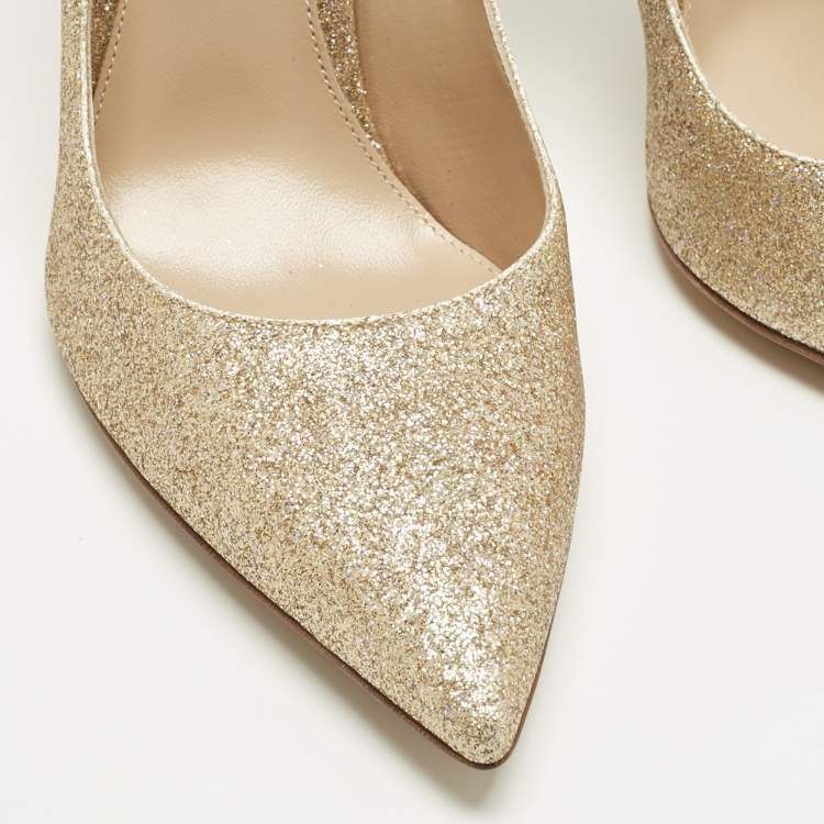 Pre Owned Gianvito Rossi Gold Glitter Gianvito Pumps Size 38