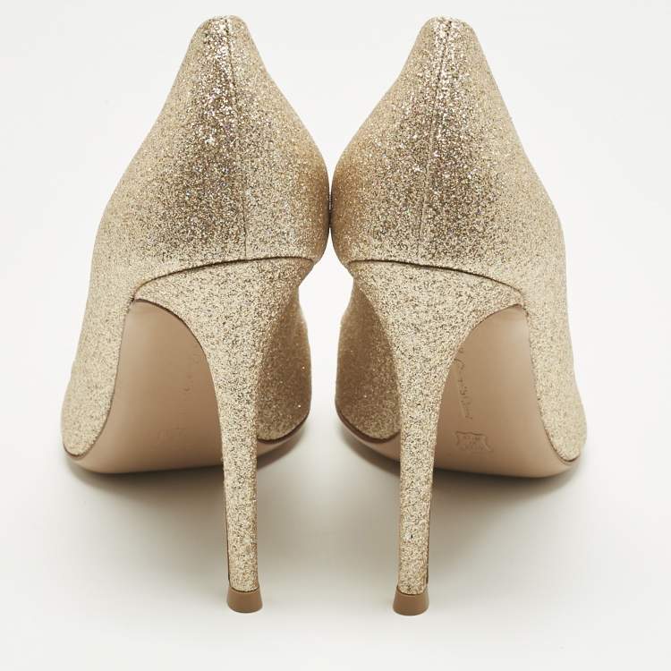 Pre Owned Gianvito Rossi Gold Glitter Gianvito Pumps Size 38