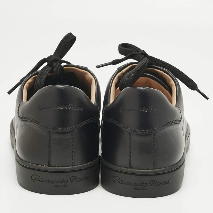 Pre Owned Gianvito Rossi Black Leather Ribbon Low Top Sneakers Size 37