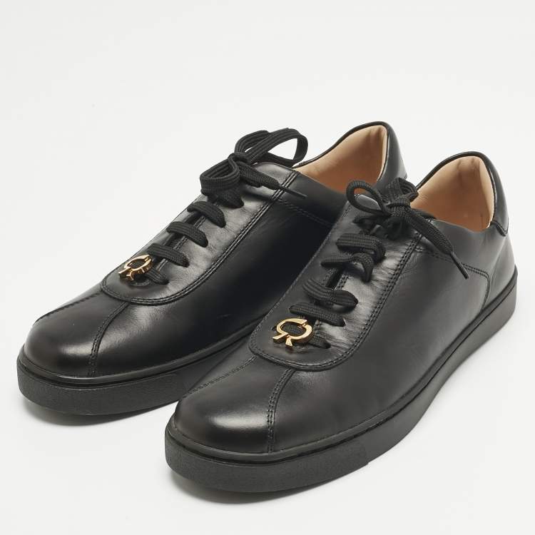Pre Owned Gianvito Rossi Black Leather Ribbon Low Top Sneakers Size 37