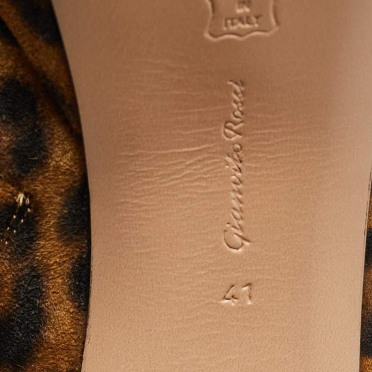 Pre Owned Gianvito Rossi Brown Leopard Print Suede Holly Ankle Boots Size 41