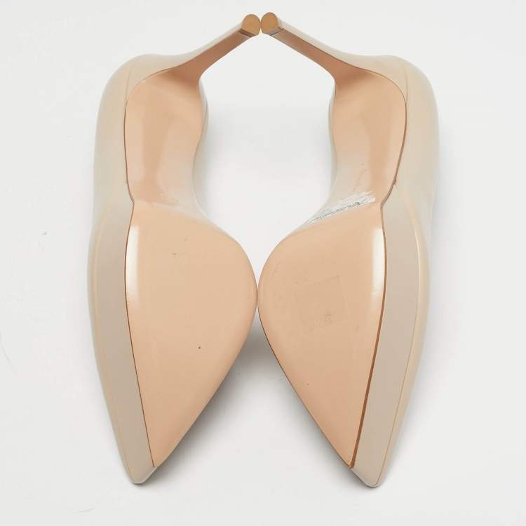Pre Owned Gianvito Rossi Beige Leather Dahsha Platform Pumps Size 41