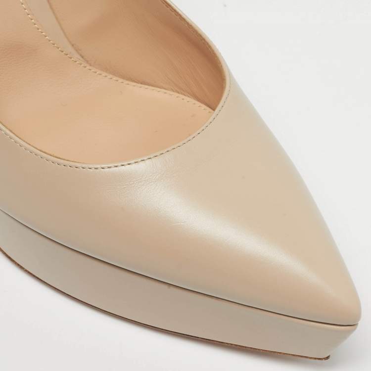 Pre Owned Gianvito Rossi Beige Leather Dahsha Platform Pumps Size 41