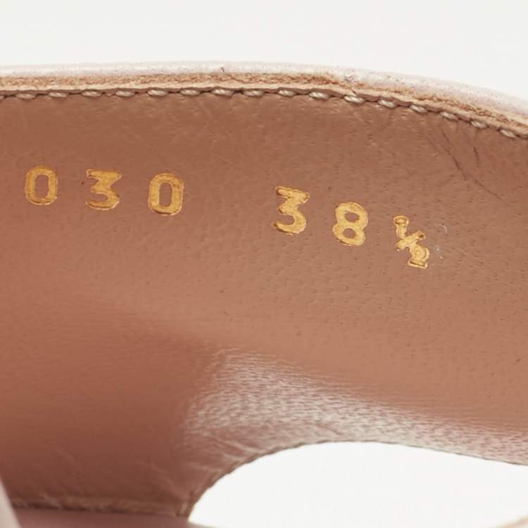 Pre Owned Gianvito Rossi Light Pink Leather Curved Heel Slide Sandals Size 38.5