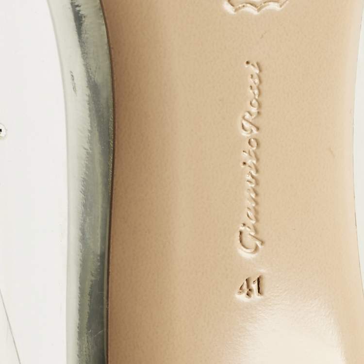 Pre Owned Gianvito Rossi Silver Patent Leather and PVC Plexi Pumps Size 41