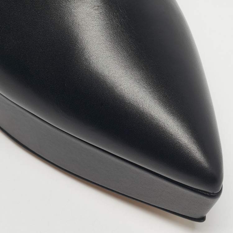 Pre Owned Gianvito Rossi Black Leather Dasha Ankle Length Boots Size 38