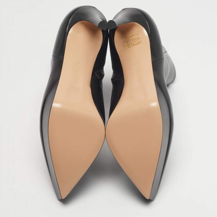 Pre Owned Gianvito Rossi Black Leather Dasha Ankle Length Boots Size 38