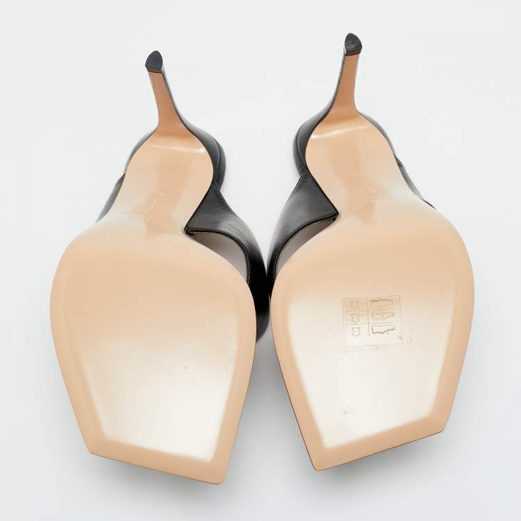 Pre Owned Gianvito Rossi Black Leather Thong Slide Sandals Size 39.5