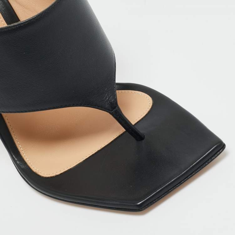 Pre Owned Gianvito Rossi Black Leather Thong Slide Sandals Size 39.5