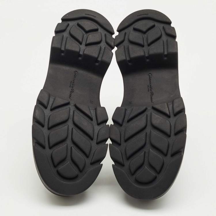 Pre Owned Gianvito Rossi Black Leather Vancouver Combat Boots Size 39