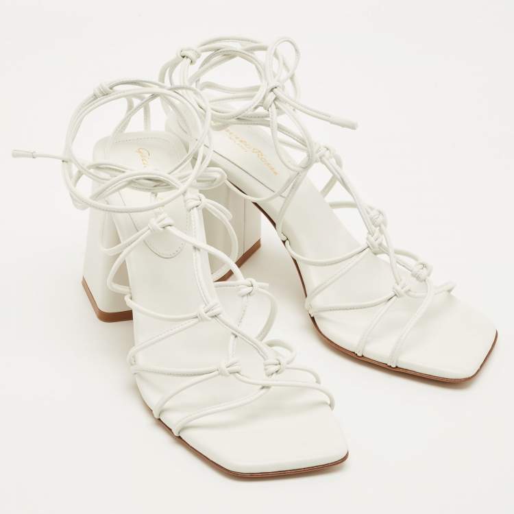 Pre Owned Gianvito Rossi White Leather Minas Sandals Size 37