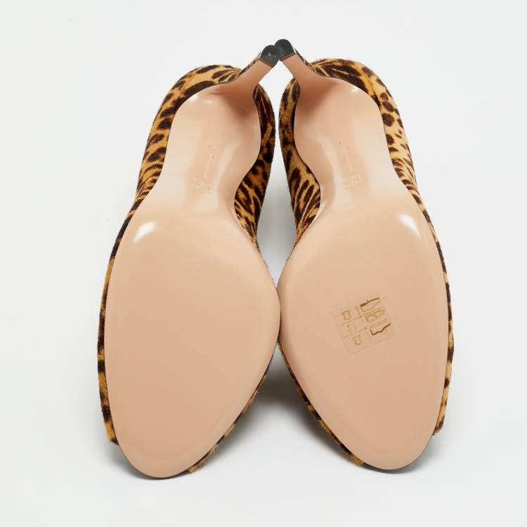 Pre Owned Gianvito Rossi Brown Calf Hair Vamp Booties Size 41