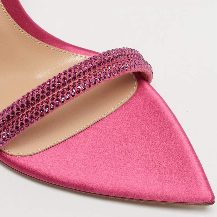 Pre Owned Gianvito Rossi Pink Satin Embellished Montecarlo Sandals Size 39