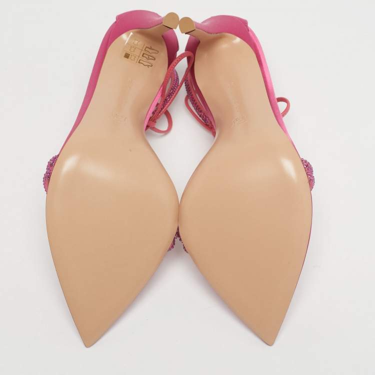 Pre Owned Gianvito Rossi Pink Satin Embellished Montecarlo Sandals Size 39