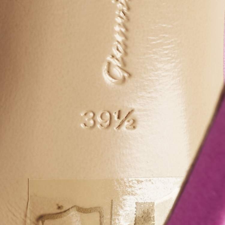 Pre Owned Gianvito Rossi Fuchsia Satin Jaipur Ankle Strap Pumps Size 39.5