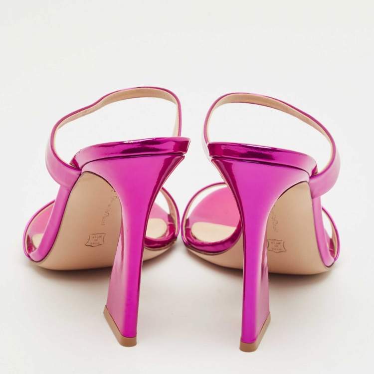 Pre Owned Gianvito Rossi Metallic Pink Leather Aura Sandals Size 38.5