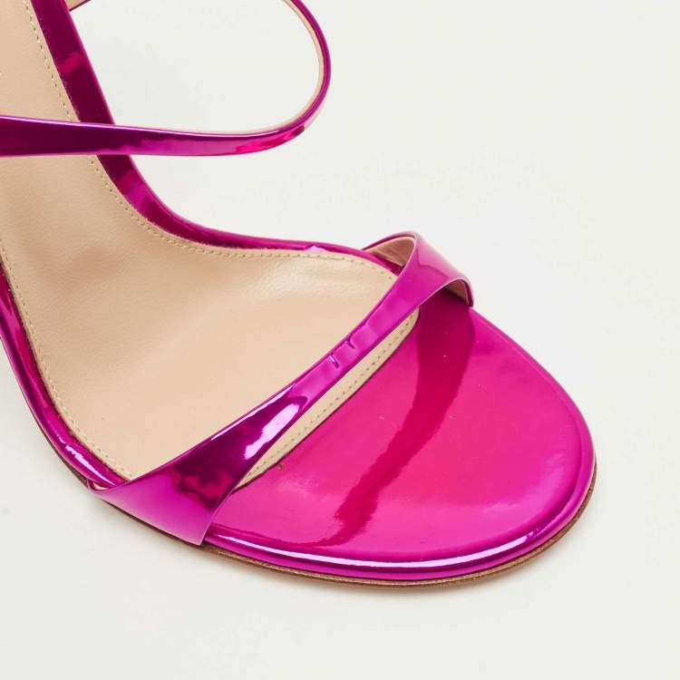 Pre Owned Gianvito Rossi Metallic Pink Leather Aura Sandals Size 38.5