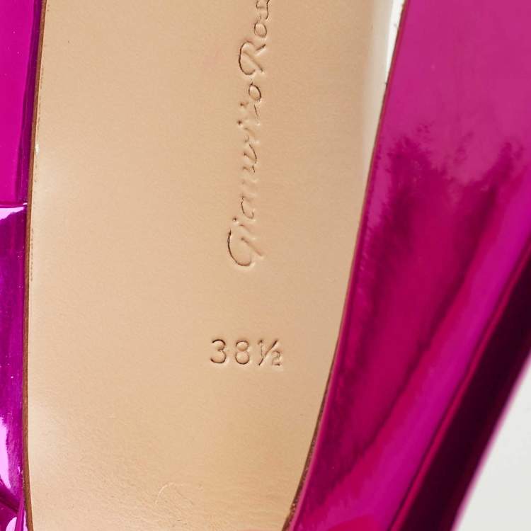 Pre Owned Gianvito Rossi Metallic Pink Leather Aura Sandals Size 38.5