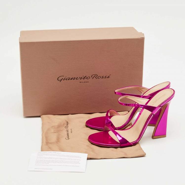 Pre Owned Gianvito Rossi Metallic Pink Leather Aura Sandals Size 38.5