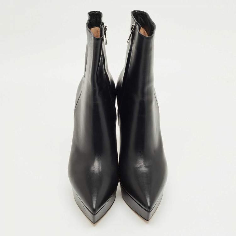 مملوكة مسبقًا Gianvito Rossi Black Leather Dasha Platform Booties Size 40