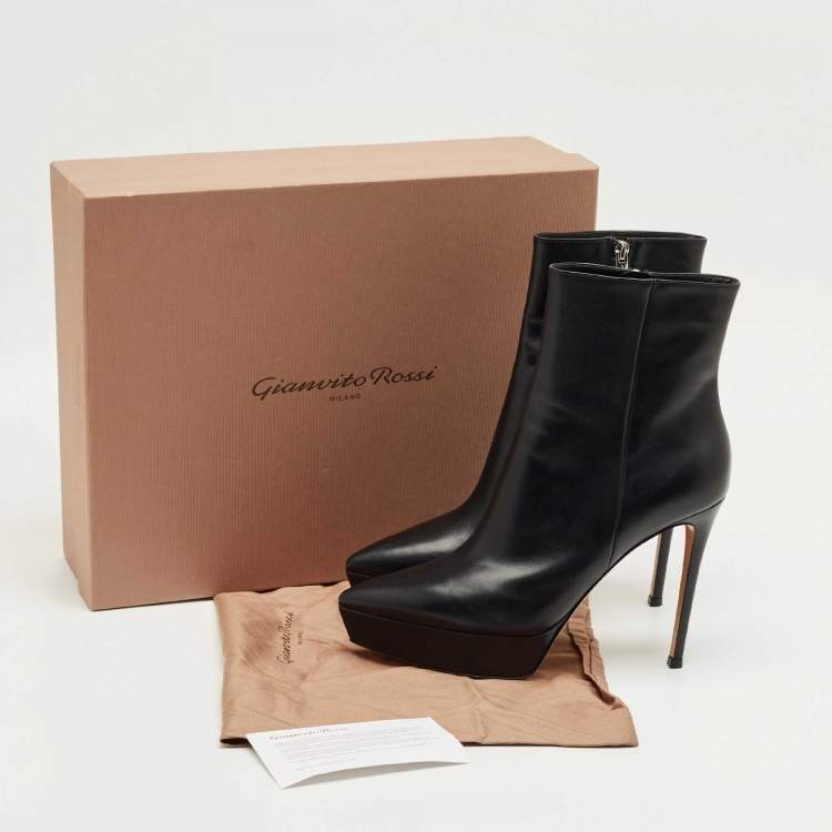 مملوكة مسبقًا Gianvito Rossi Black Leather Dasha Platform Booties Size 40
