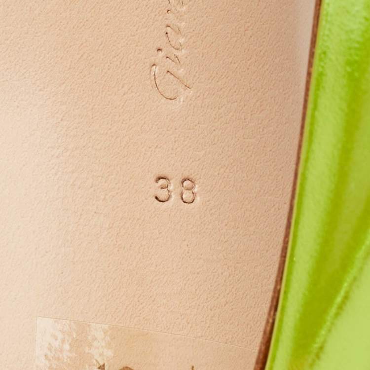 Pre Owned Gianvito Rossi Metallic Green Leather Aura Sandals Size 38