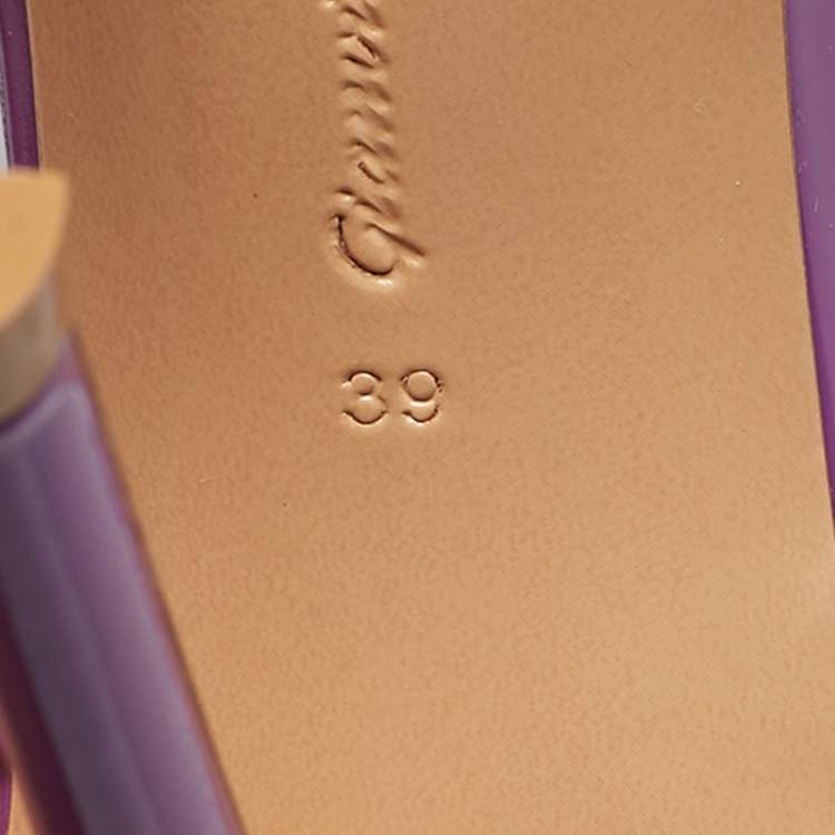 Pre Owned Gianvito Rossi Purple Patent Leather Ribbon Uptown Pumps Size 39