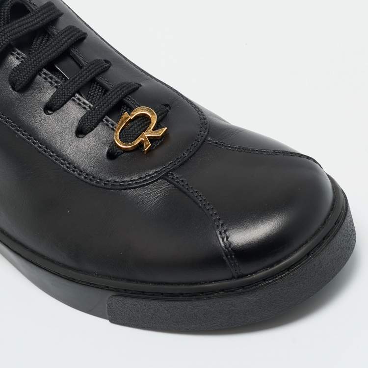 Pre Owned Gianvito Rossi Black Leather Ribbon Low Top Sneakers Size 39