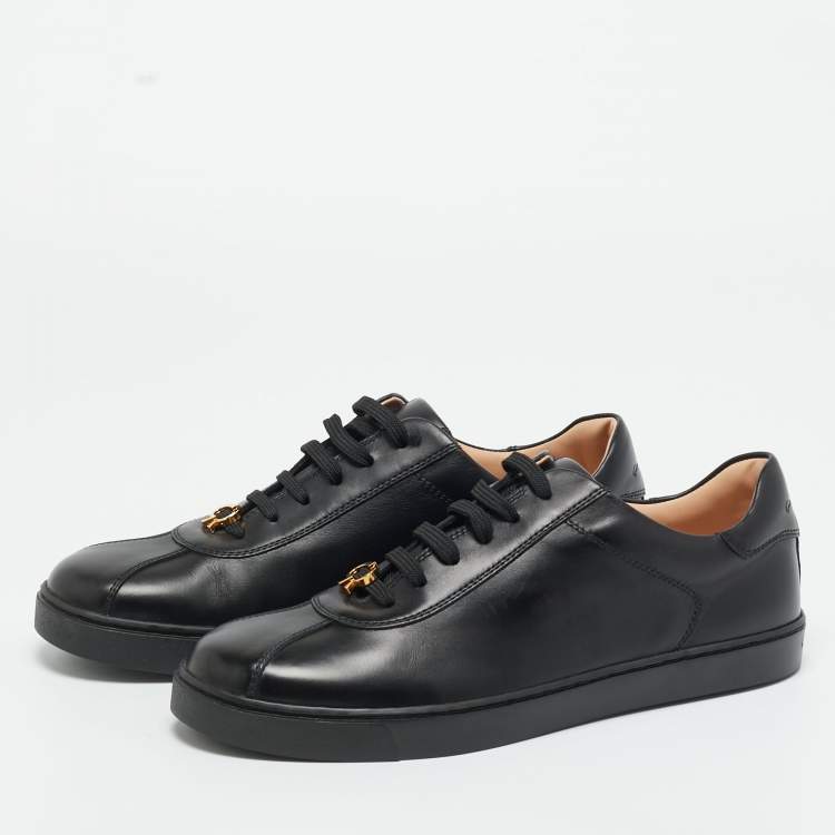 Pre Owned Gianvito Rossi Black Leather Ribbon Low Top Sneakers Size 39