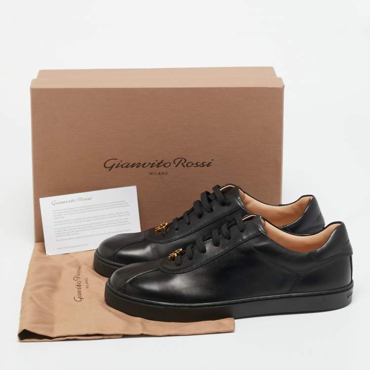 Pre Owned Gianvito Rossi Black Leather Ribbon Low Top Sneakers Size 39