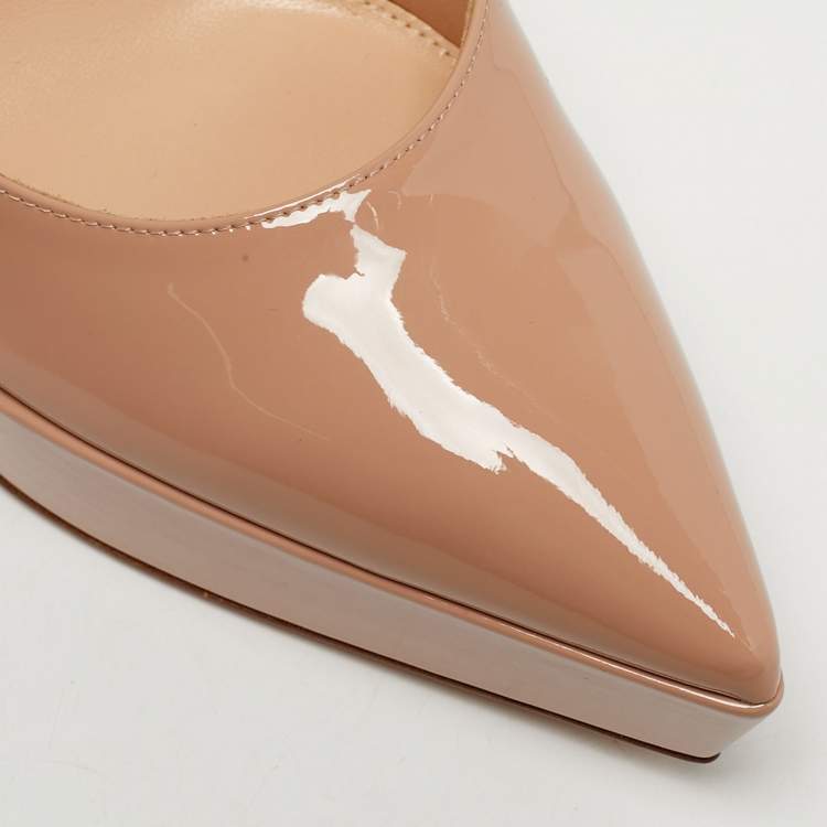 Pre Owned Gianvito Rossi Beige Patent Leather Dasha Platform Pumps Size 41
