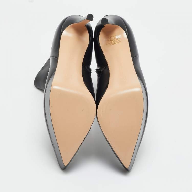 Pre Owned Gianvito Rossi Black Leather Dasha Platform Booties Size 39.5