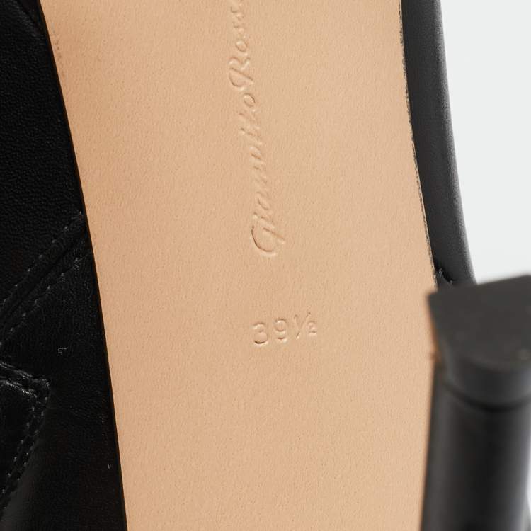 Pre Owned Gianvito Rossi Black Leather Dasha Platform Booties Size 39.5