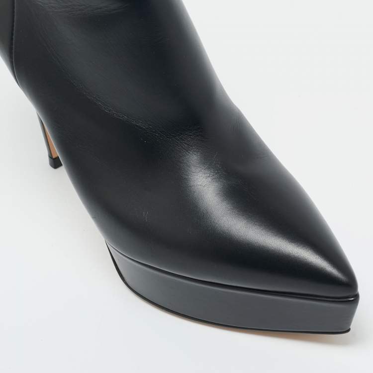 Pre Owned Gianvito Rossi Black Leather Dasha Platform Booties Size 39.5