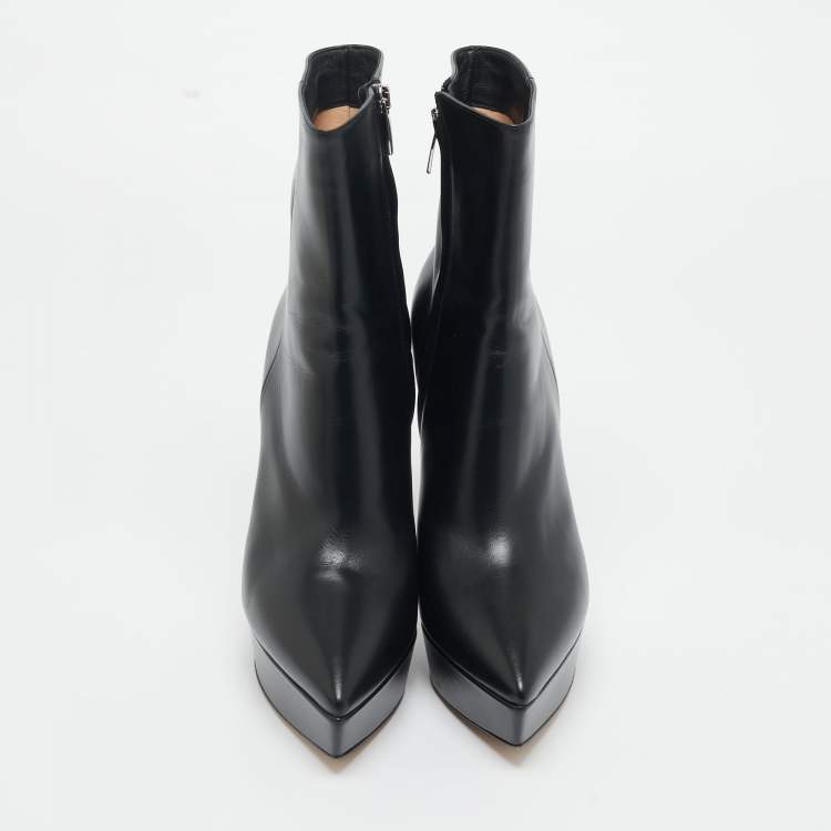 Pre Owned Gianvito Rossi Black Leather Dasha Platform Booties Size 39.5