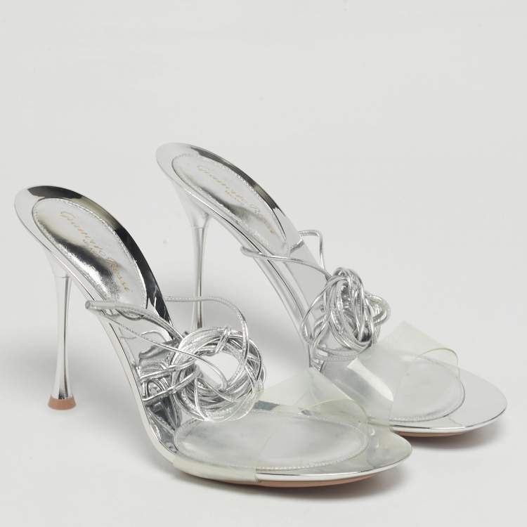 Pre Owned Gianvito Rossi Transparent PVC and Leather Spice Sandals Size 40