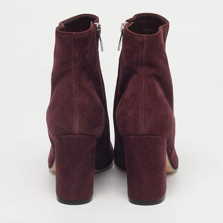 Pre Owned Gianvito Rossi Burgundy Suede Joelle Ankle Boots Size 36.5