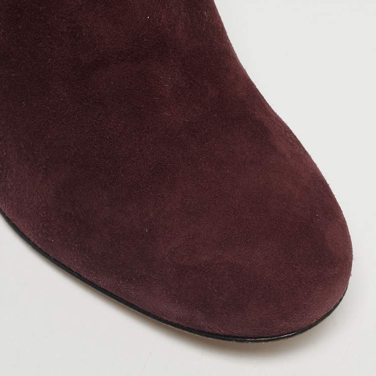 Pre Owned Gianvito Rossi Burgundy Suede Joelle Ankle Boots Size 36.5