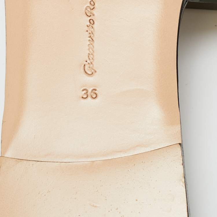 مملوكة مسب قًا حذاء سلايد جيانفيتو روسي جيميني جلد لامع وبي في سي أسود مقاس 41