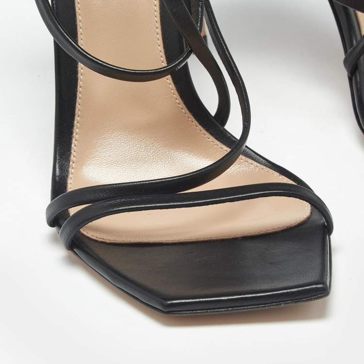 Pre Owned Gianvito Rossi Black Leather Manilla Sandals Size 39.5