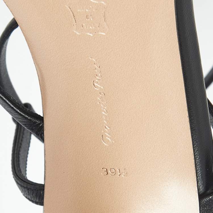 Pre Owned Gianvito Rossi Black Leather Manilla Sandals Size 39.5
