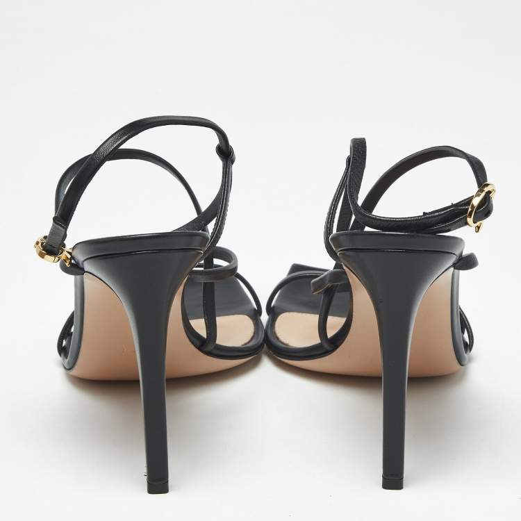 Pre Owned Gianvito Rossi Black Leather Manilla Sandals Size 39.5