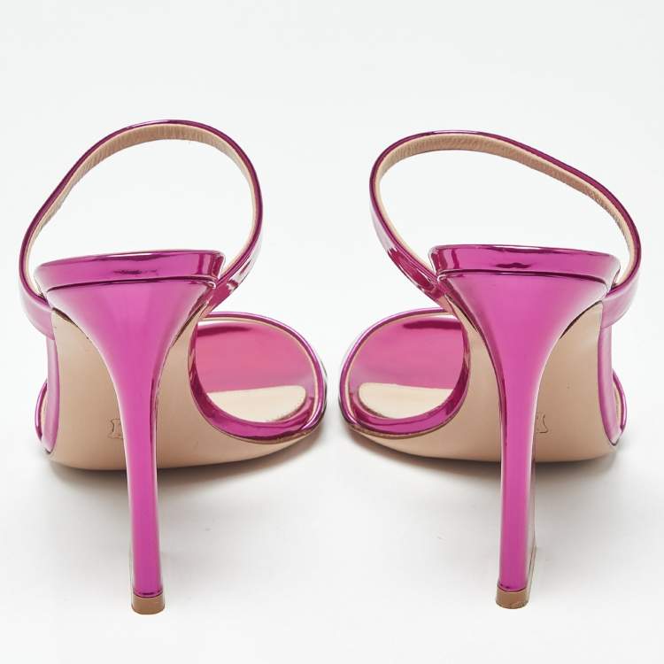 Pre Owned Gianvito Rossi Metallic Pink Leather Aura Sandals Size 36