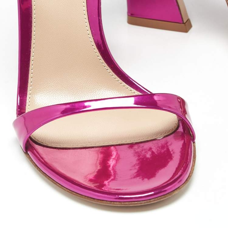 Pre Owned Gianvito Rossi Metallic Pink Leather Aura Sandals Size 36